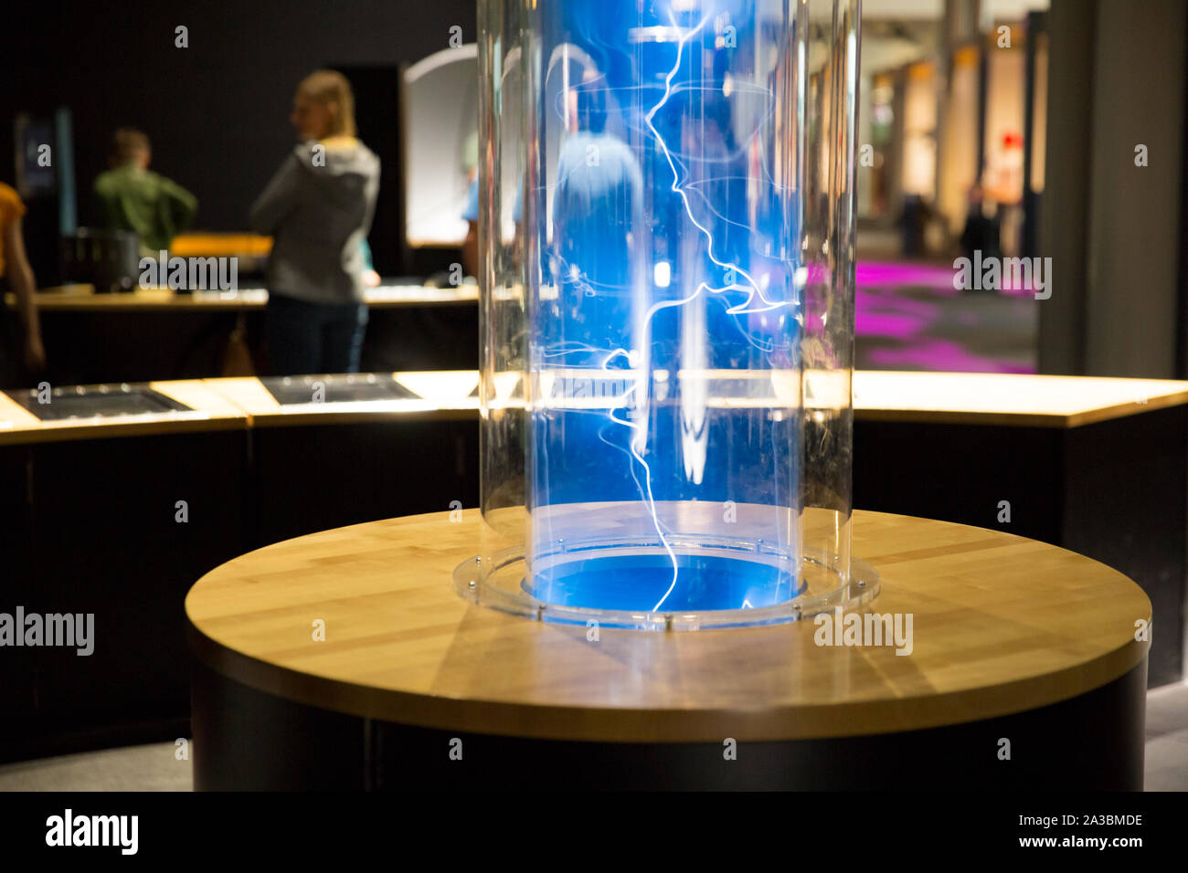 Helsinki, Finland - June 10, 2019: Finnish science center Heureka in  Vantaa. Child studying electrical discharges in a lab Stock Photo - Alamy