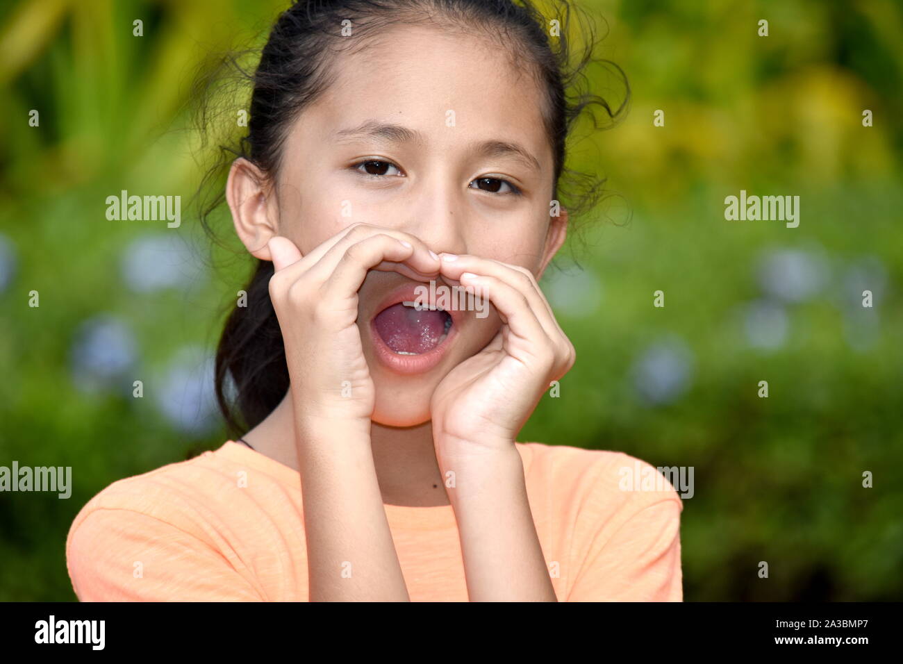 An A Teenager Girl Yelling Stock Photo
