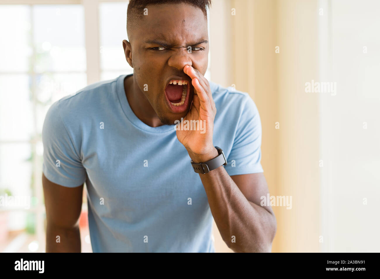 Shouting With Rage Reference African american man shouting with rage, yelling excited with hand on ...
