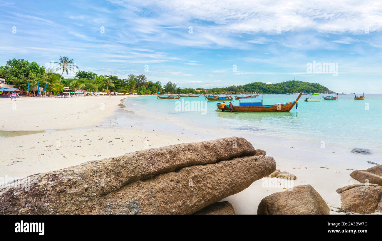 Panorama of asian paradise beach in Thailand Stock Photo