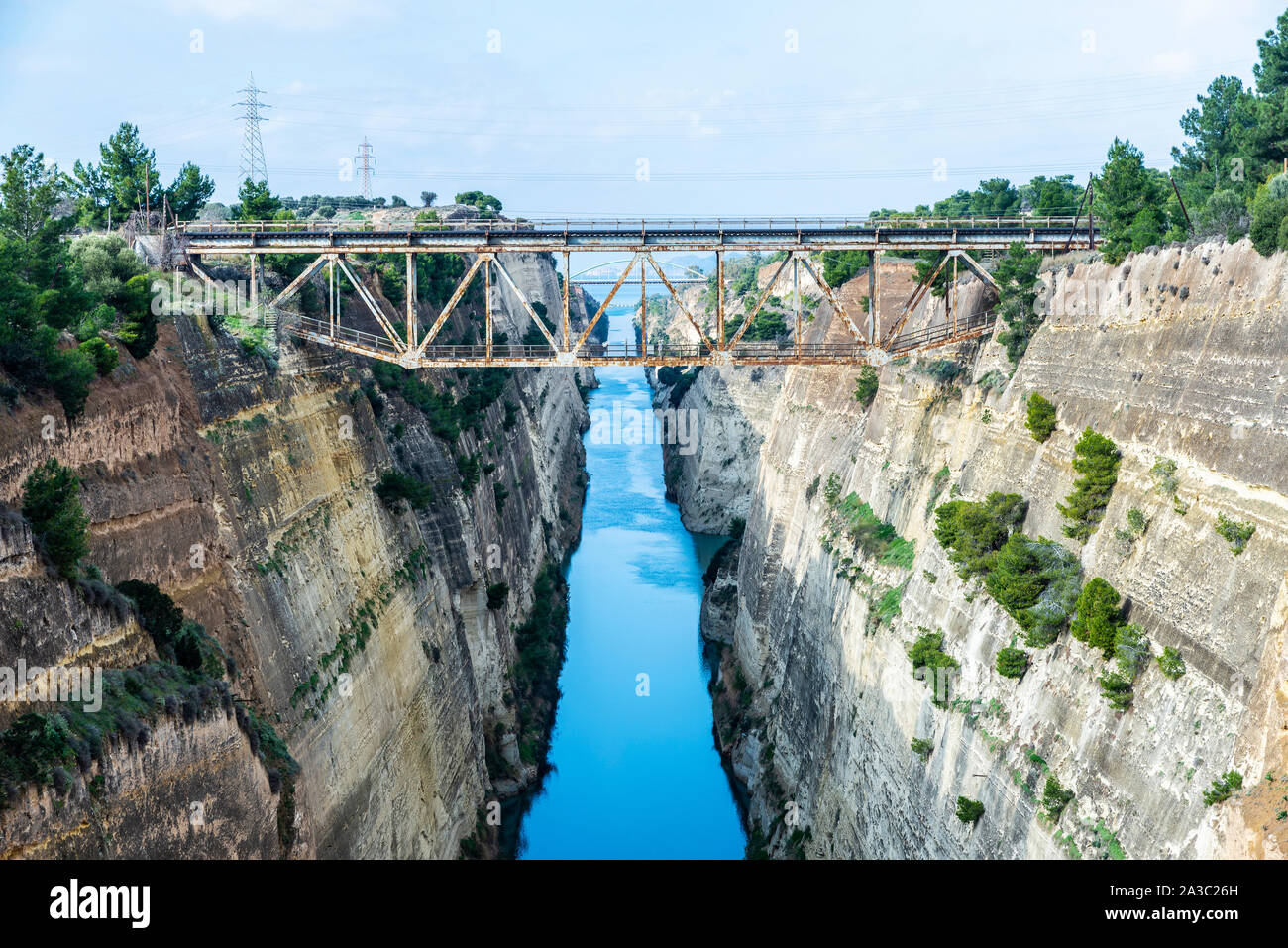 View of the Corinth Canal in the Isthmus of Corinth, Greece Stock Photo ...