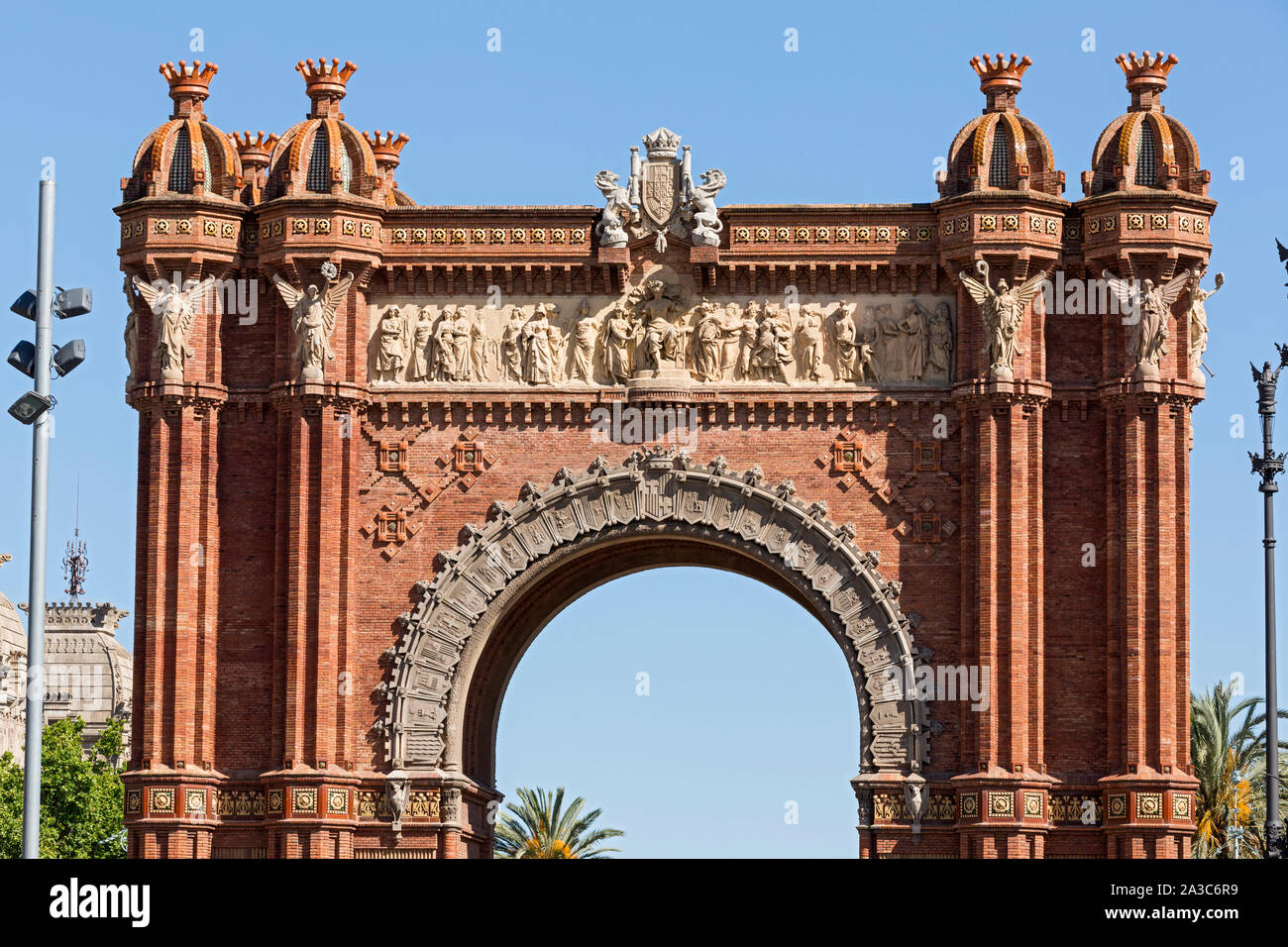 Barcelona; Passeig Sant Joan, Arc de Triomf, Torbogen, Fries Stock Photo