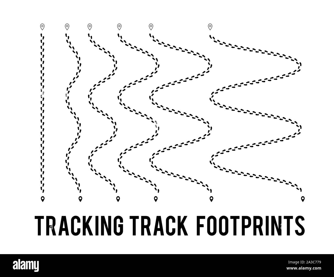 Tracking of human footprints to track walk paths. Silhouette from shoes. Vector illustration Stock Vector