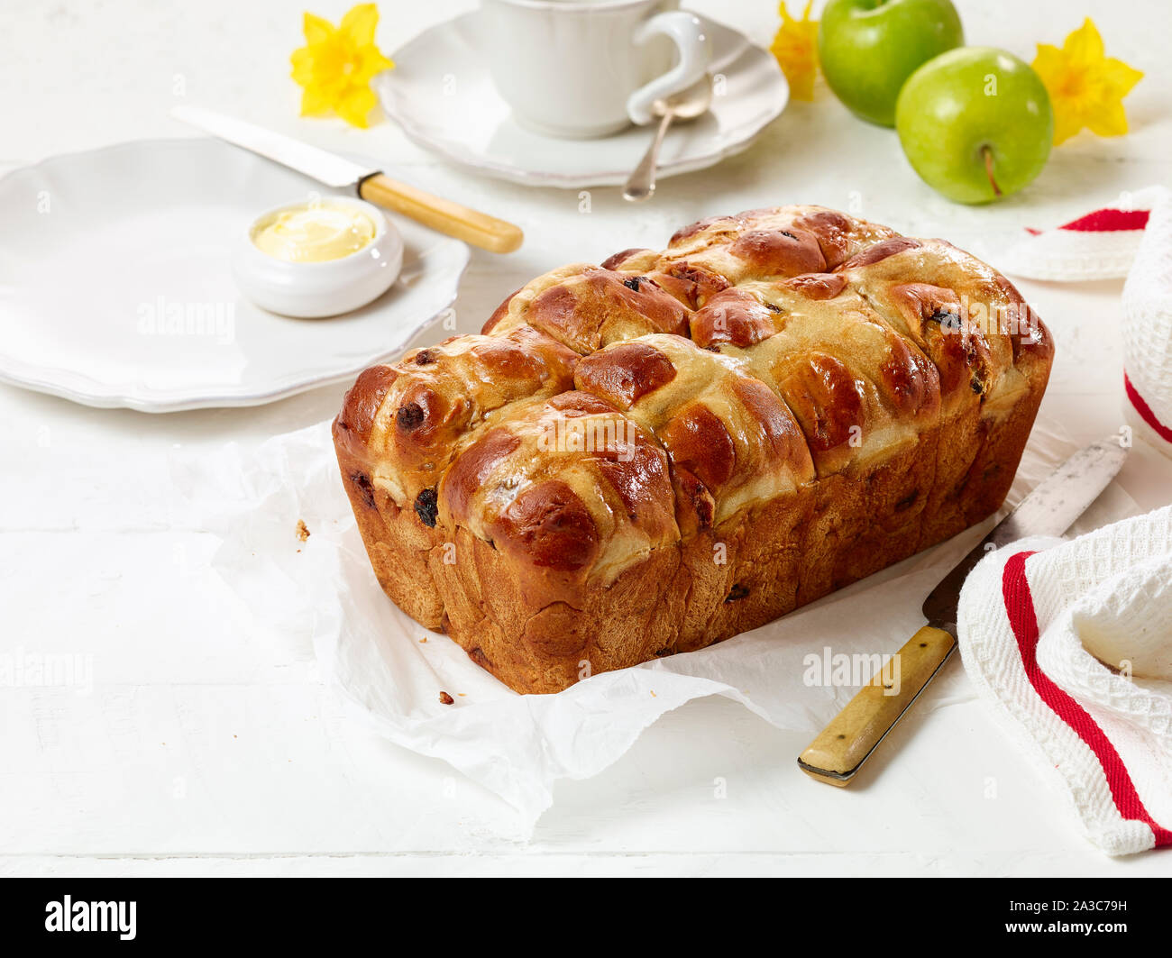 hot cross bun loaf Stock Photo
