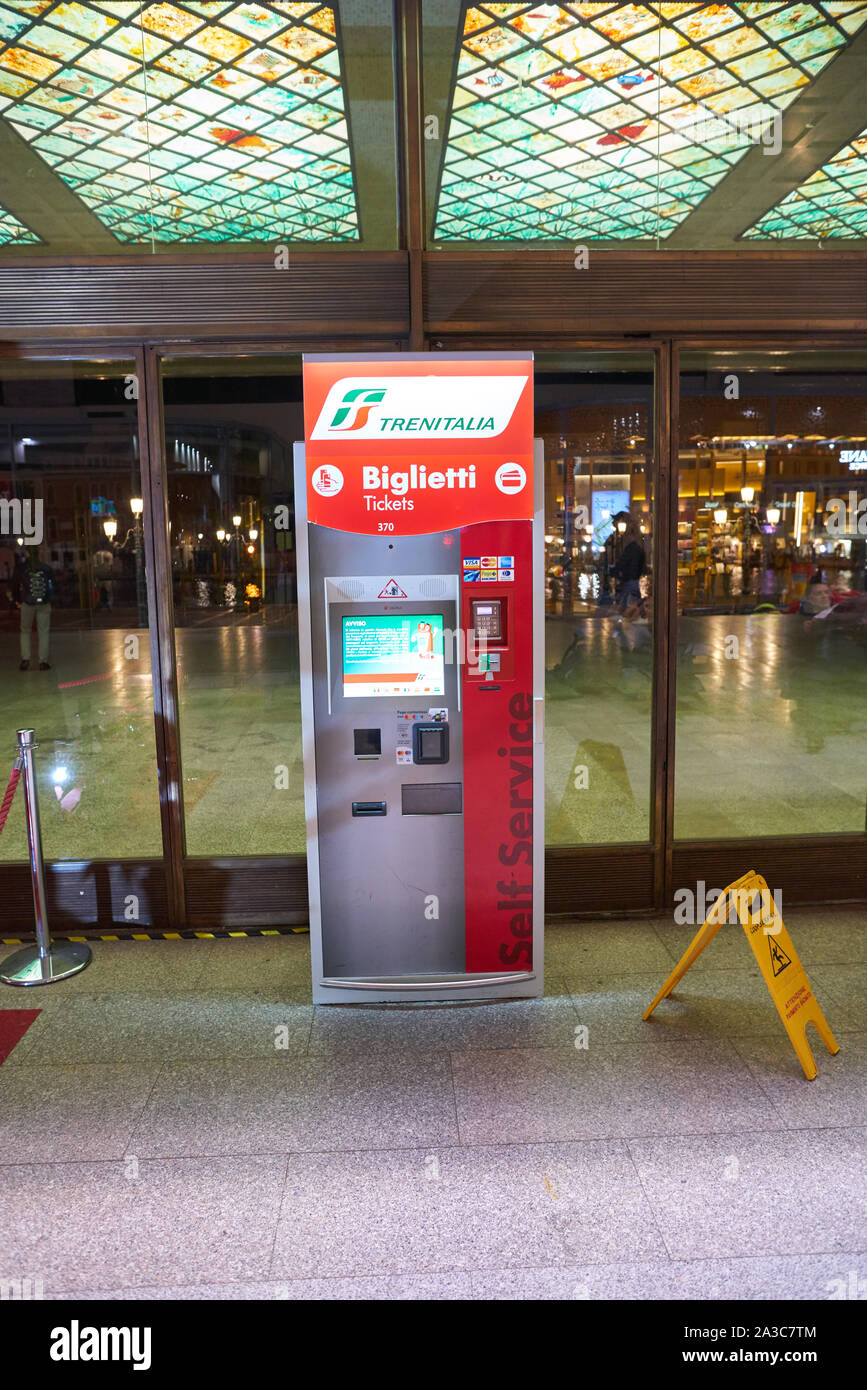 VENICE, ITALY - CIRCA MAY, 2019: self service kiosk at train station in Venice. Stock Photo