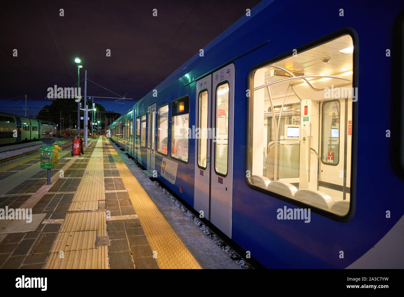 VENICE, ITALY - CIRCA MAY, 2019: a train seen at railway station in Venice Stock Photo