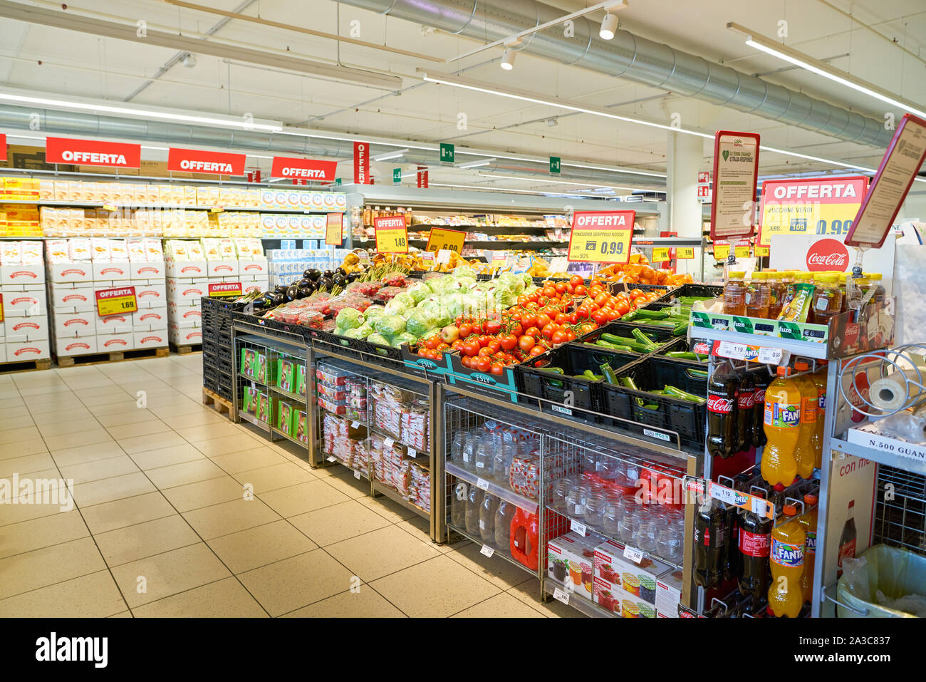 VENICE, ITALY - CIRCA MAY, 2019: produce on display at InterSPAR ...