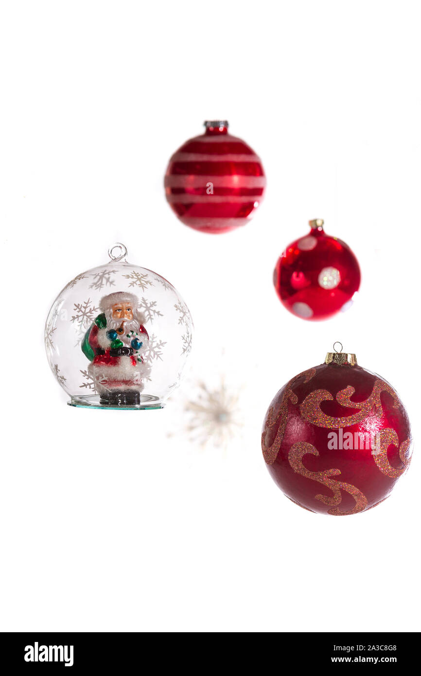 composition of Christmas decorations with white background Stock Photo