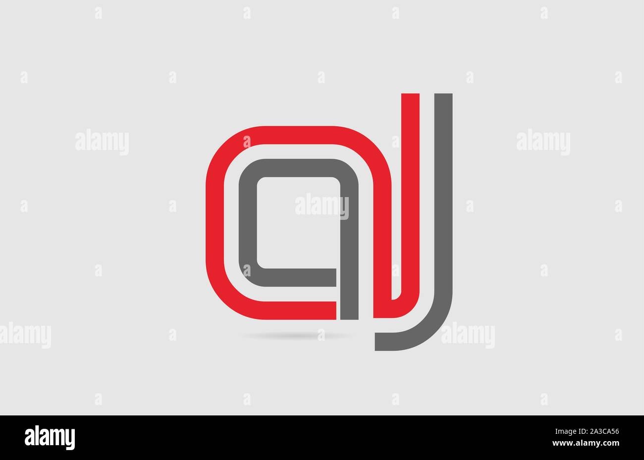 red grey alphabet letter logo combination AJ A J for icon design. Suitable as a logotype for a company or business Stock Vector