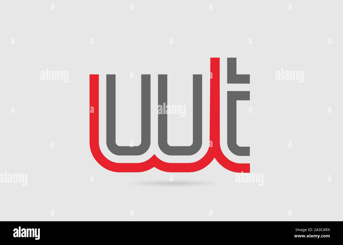 red grey alphabet letter logo combination WT W T for icon design. Suitable as a logotype for a company or business Stock Vector