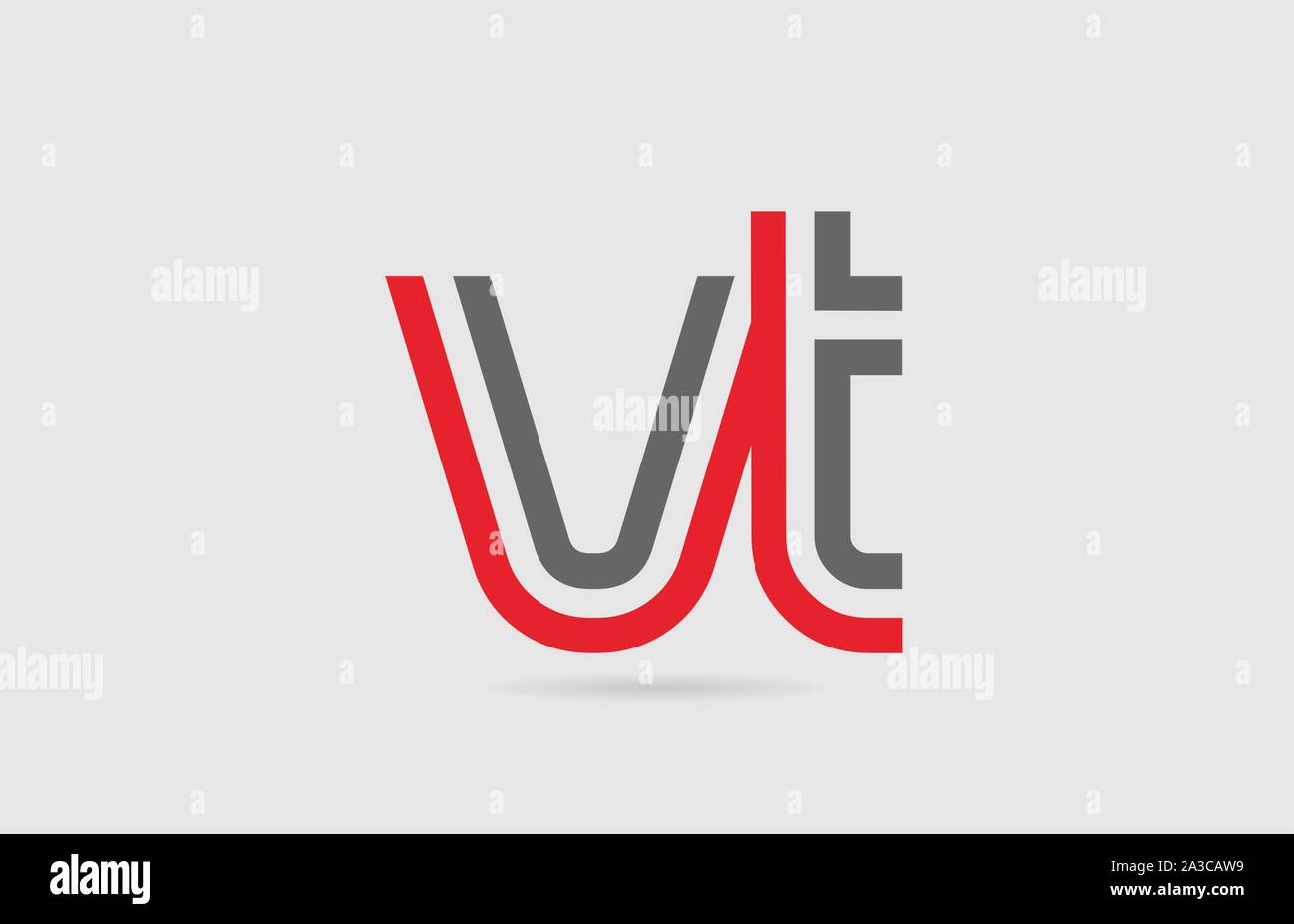 red grey alphabet letter logo combination VT V T for icon design. Suitable as a logotype for a company or business Stock Vector