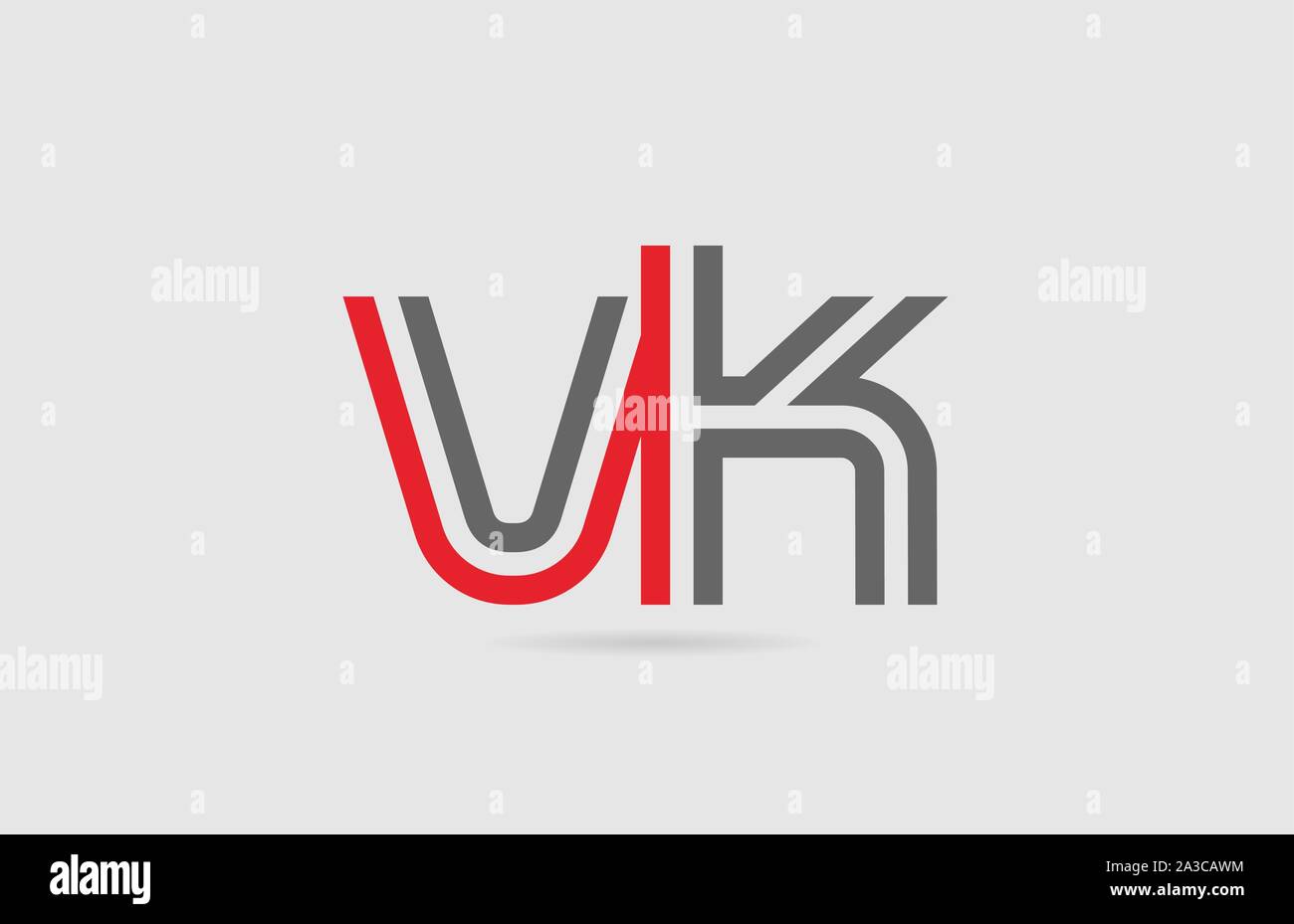 red grey alphabet letter logo combination VK V K for icon design ...