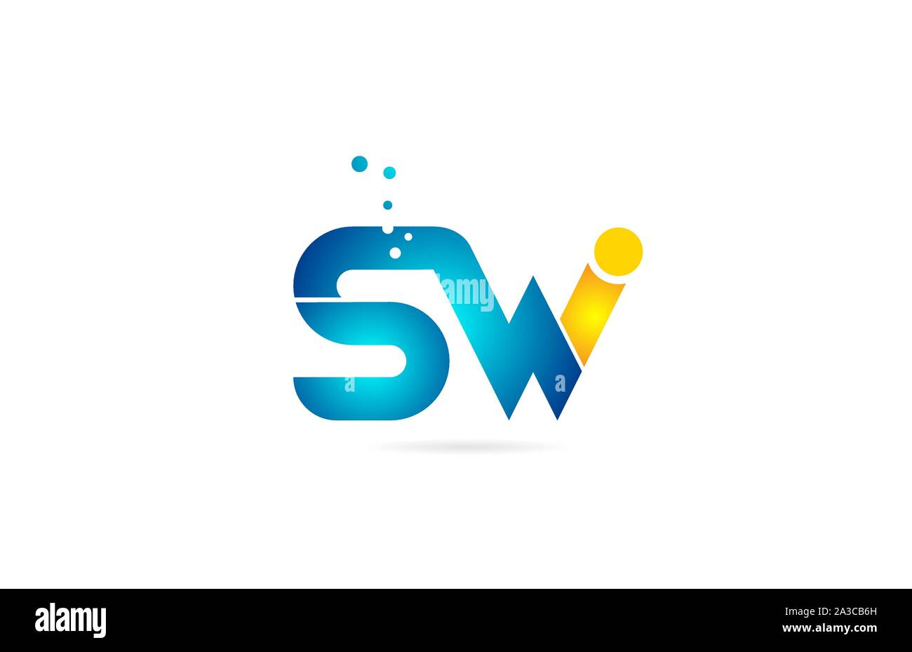 letter combination sw s w orange blue alphabet for company logo. Suitable as logotype icon for a business Stock Vector