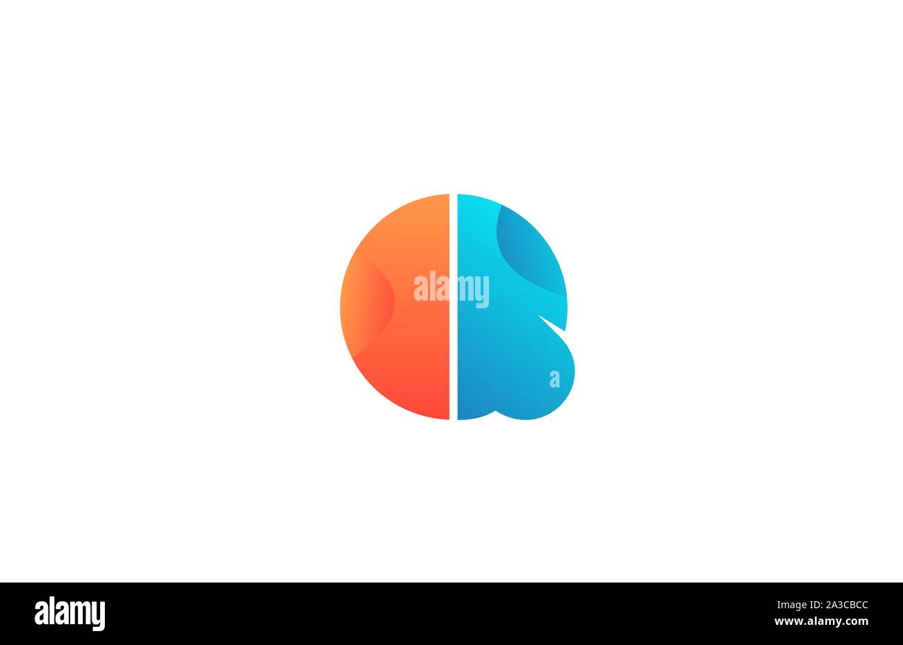 letter Q orange blue alphabet for company logo design. Suitable for a ...