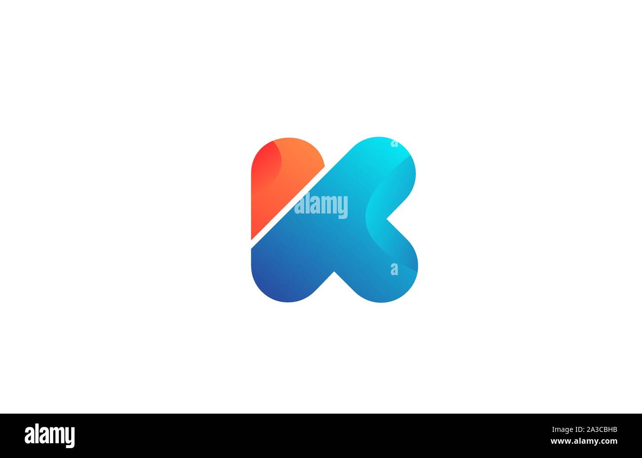letter K orange blue alphabet for company logo design. Suitable for a ...