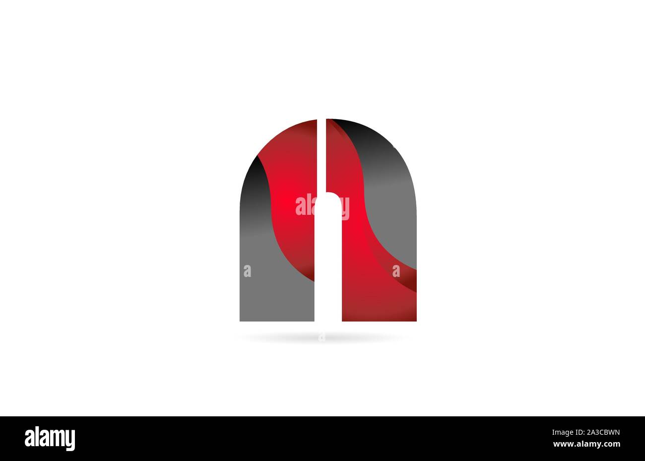 alphabet letter n black grey red for company logo icon design. Suitable ...