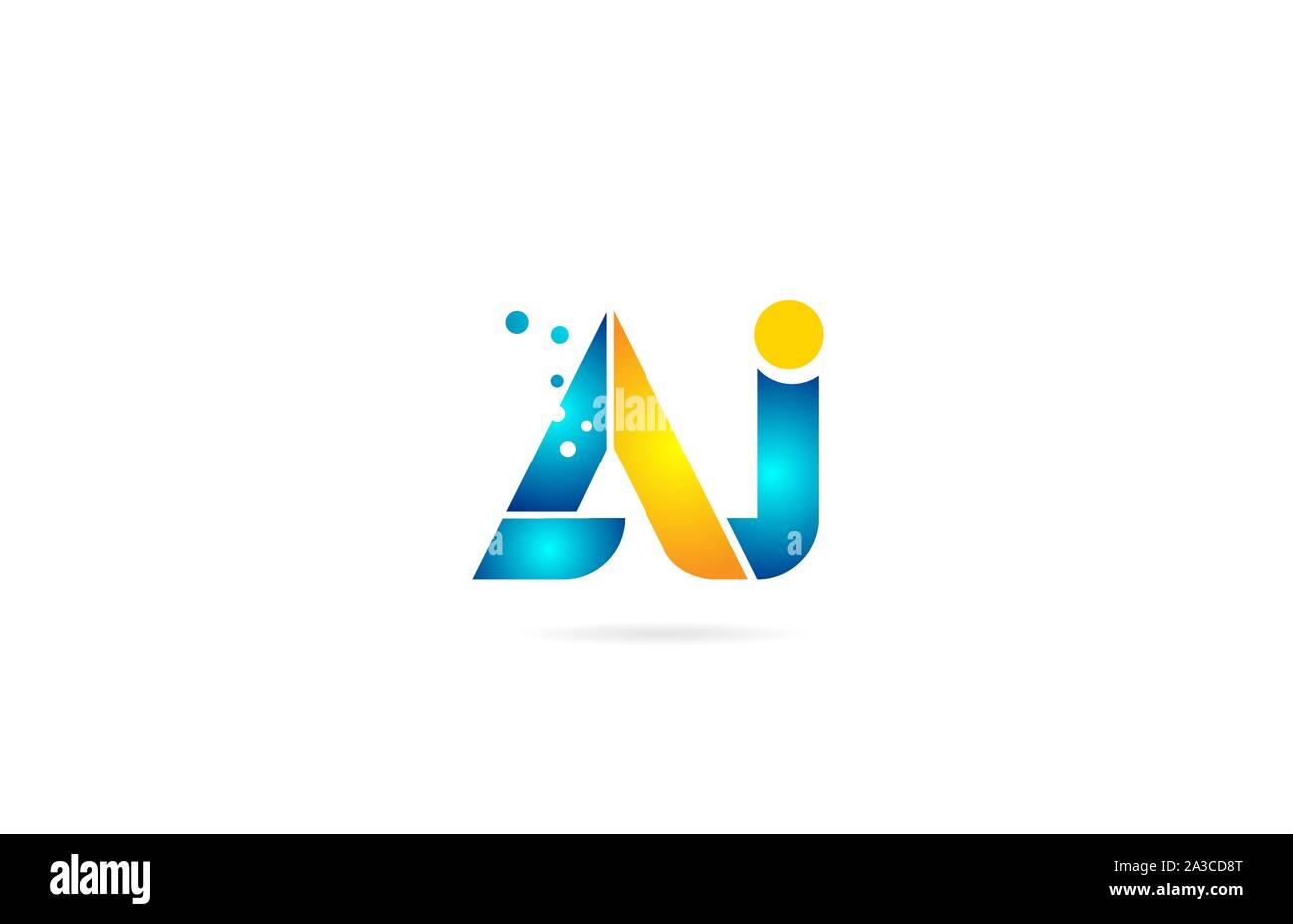 letter combination aj a j orange blue alphabet for company logo. Suitable as logotype icon for a business Stock Vector