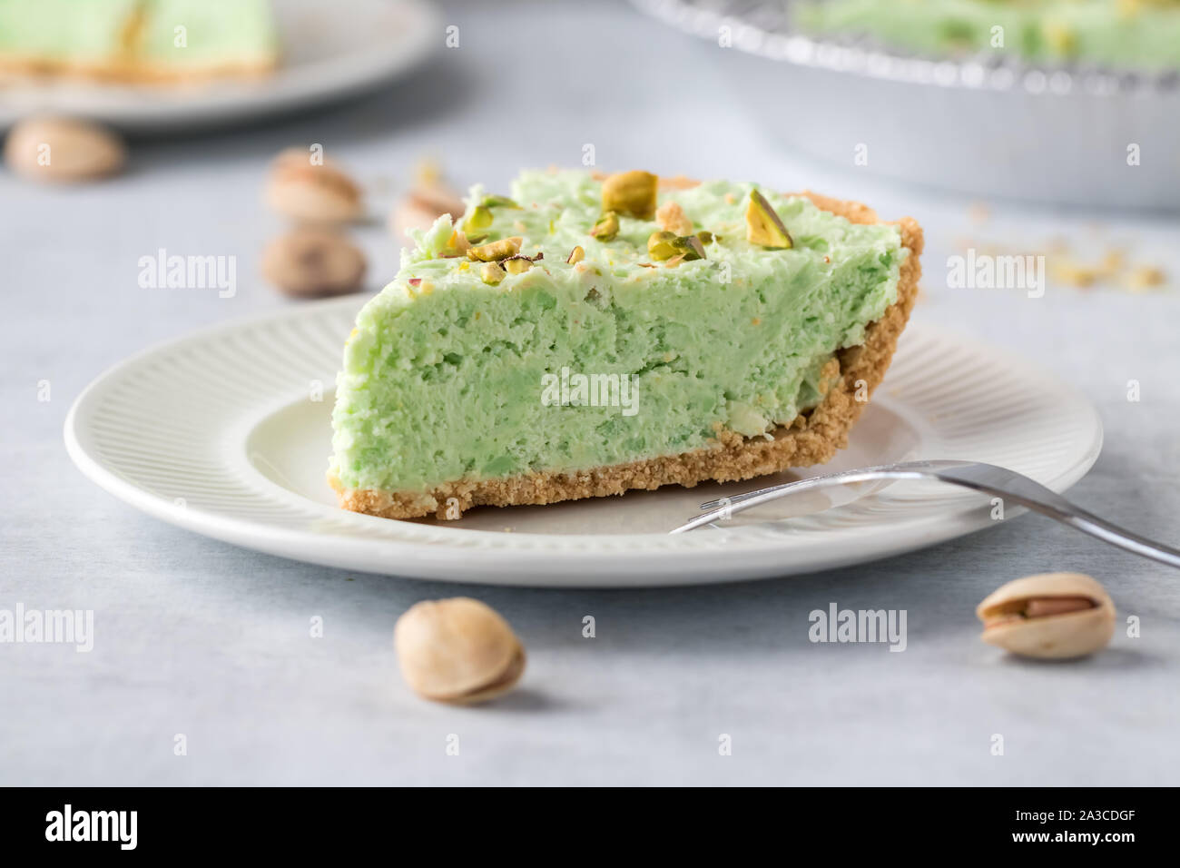 Creamy pistachio cheesecake Stock Photo Alamy