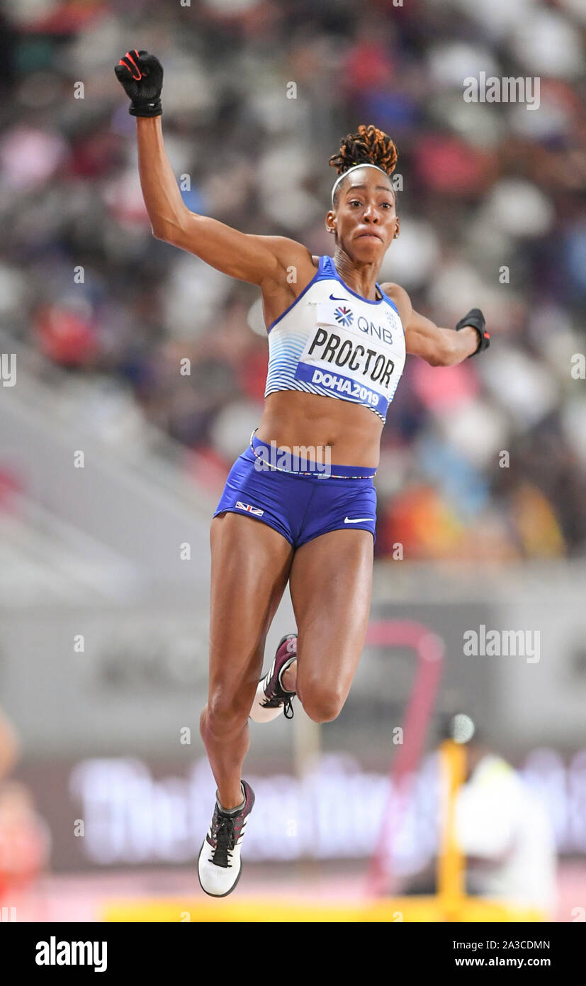 Shara Proctor (Great Britain). Long Jump women final. IAAF World Athletics Championships, Doha 2019 Stock Photo