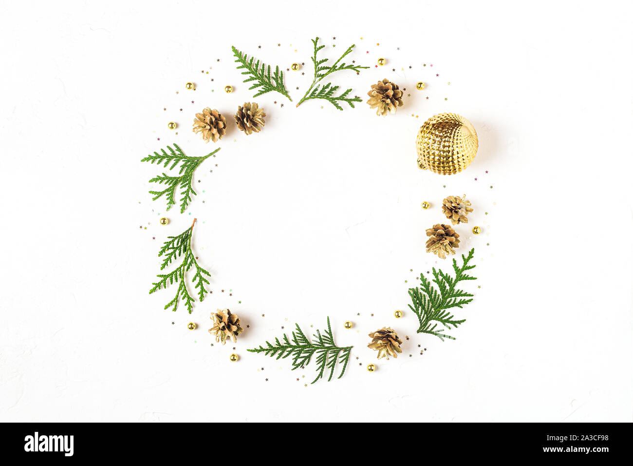 Christmas composition. Flat lay, top view, mockup. Stock Photo