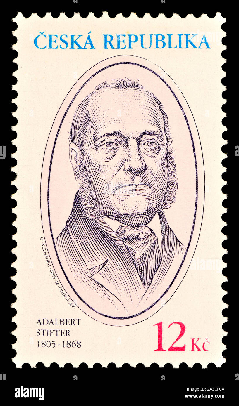 Czech postage stamp (2005): Adalbert Stifter (1805 – 1868) Austrian writer, poet, painter, and pedagogue Stock Photo