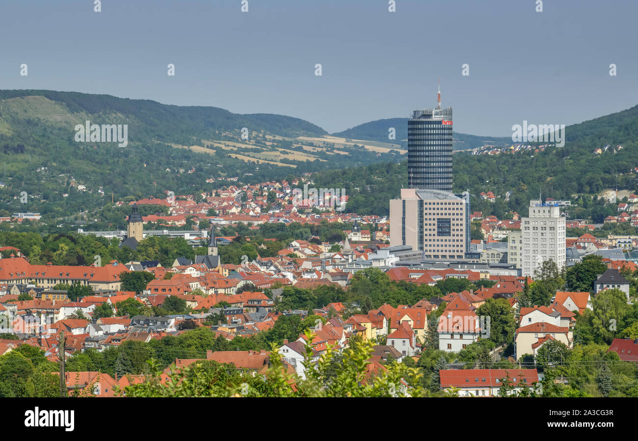 Stadtpanorama mit Jentower, Jena, Thüringen, Deutschland Stock Photo
