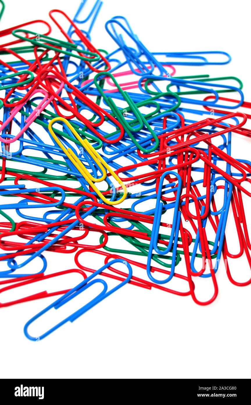 Colorful Paperclips with White Background Stock Photo Alamy