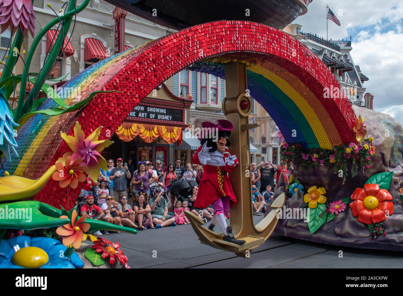 Orlando, Florida. September 25, 2019. Captain Hook in Disney Festival of Fantasy Parade  at Magic Kigndom Stock Photo