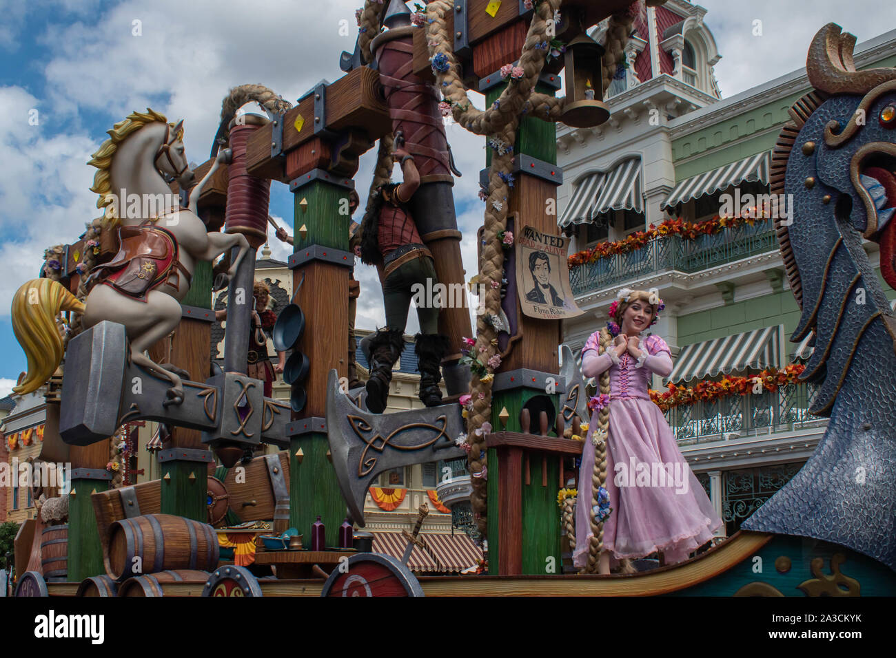 Orlando, Florida. September 25, 2019. Rapunzel  in Disney Festival of Fantasy Parade  at Magic Kigndom Stock Photo