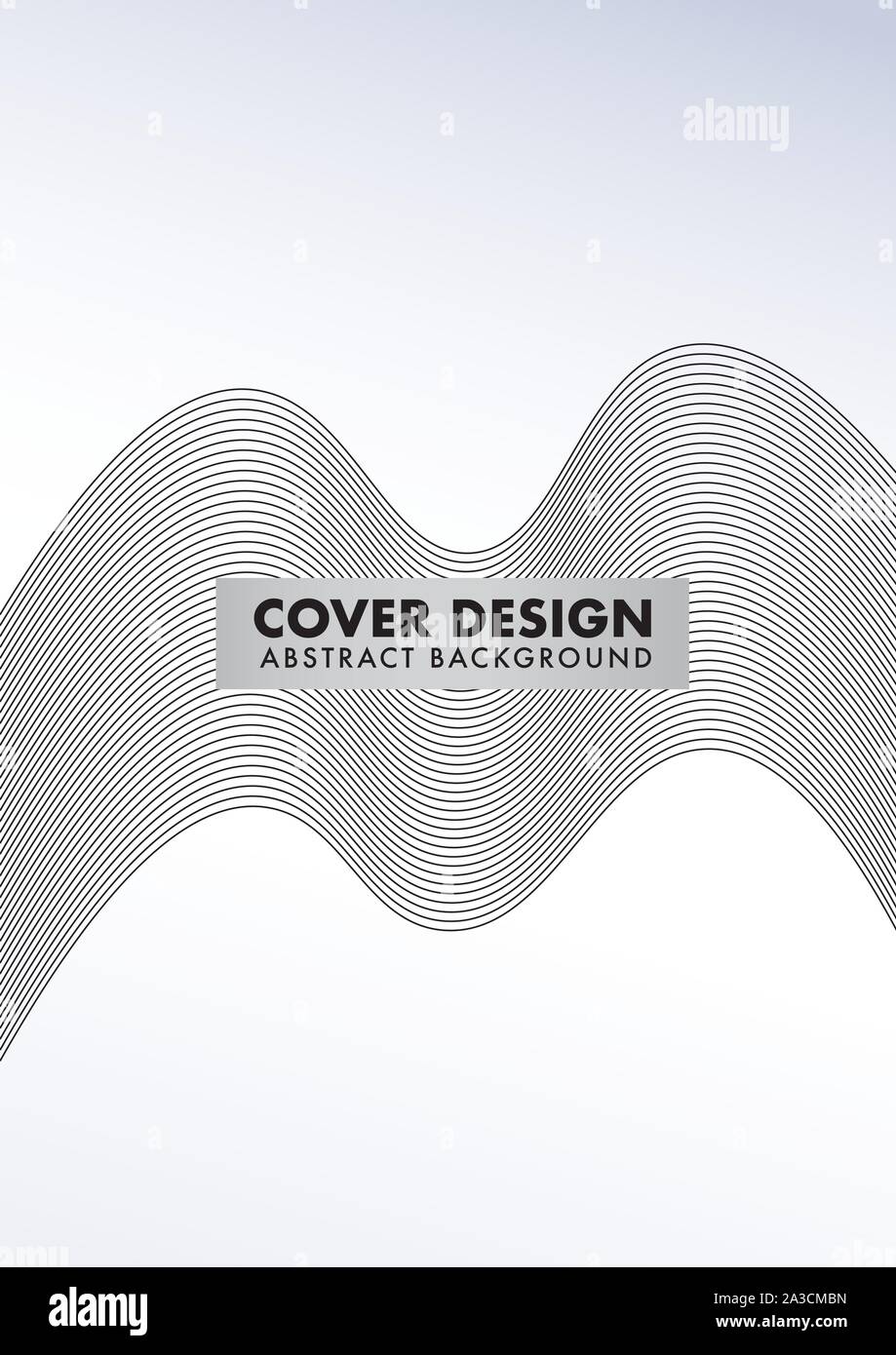 Monochrome Abstract Wave Line Cover Design Template, Curved Lines ...