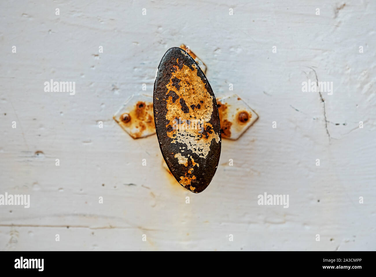 old rusted oval doorknob Stock Photo