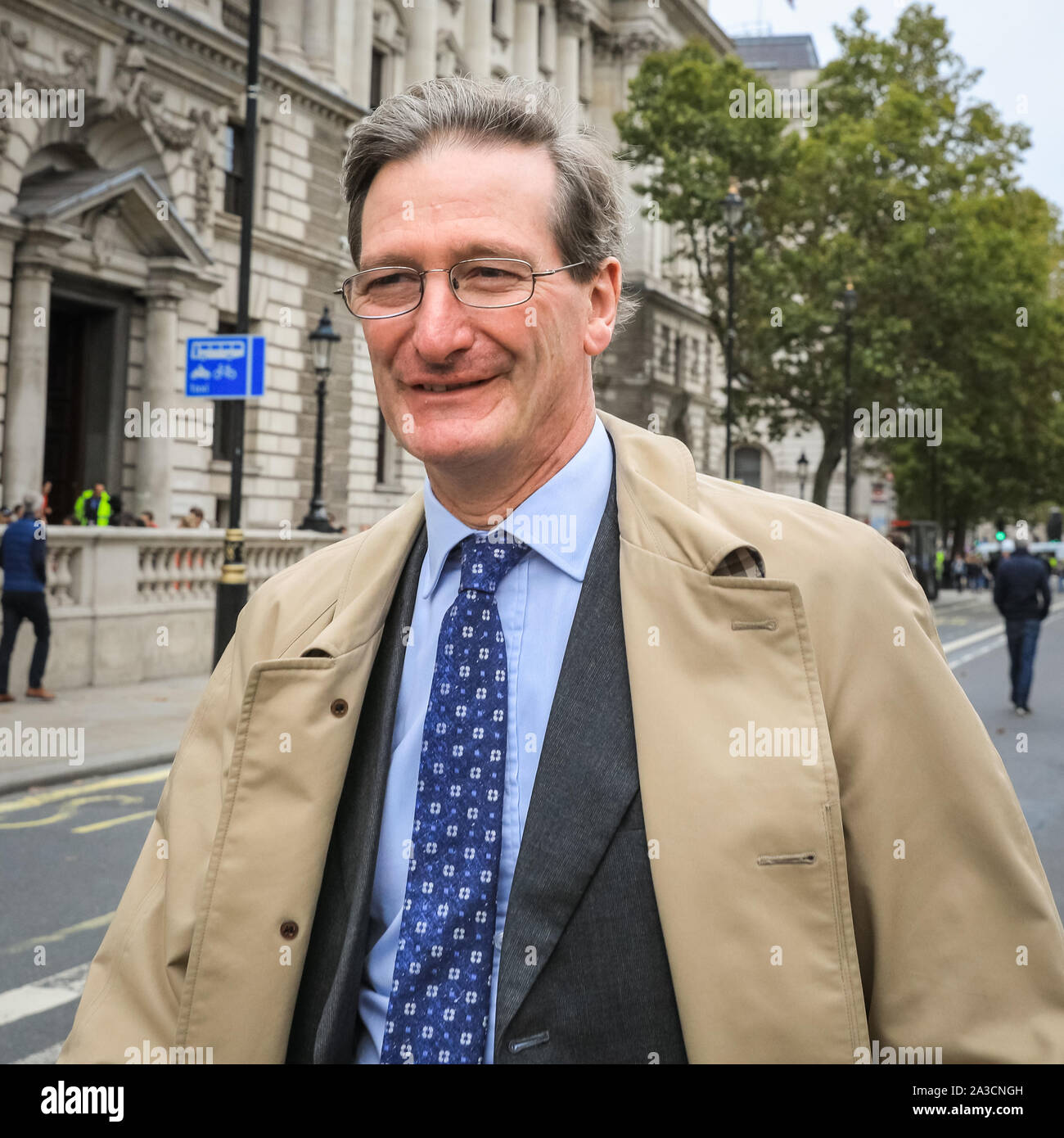 London, UK, 07 Oct 2019. Dominic Grieve QC, 'Tory Rebel' and Chair of the Intelligence and Security Committee, one of very few politicians seen out and about in Whitehall, Westminster today. Credit: Imageplotter/Alamy Live News Stock Photo