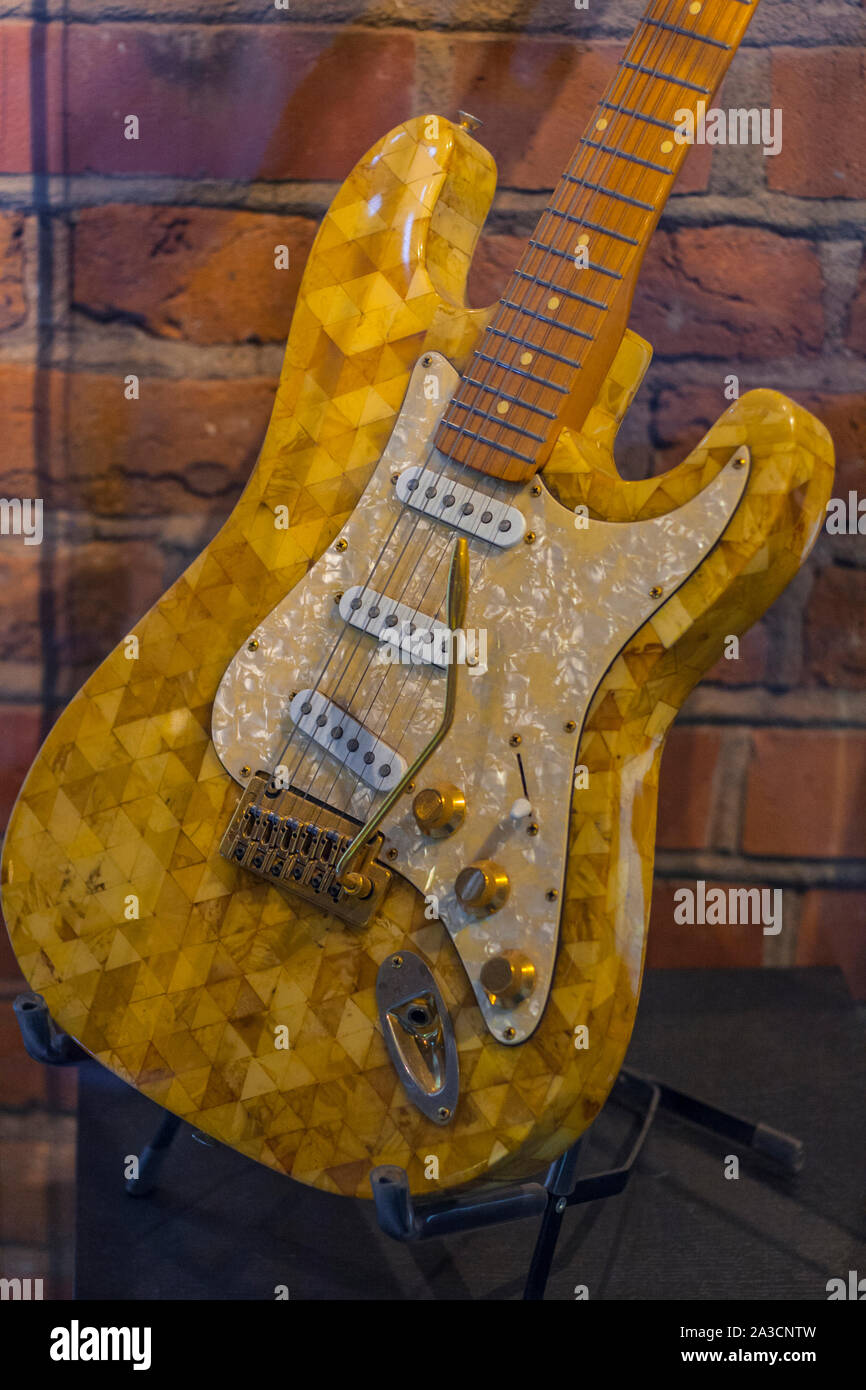 Orginal size fender stratocaster electric guitar made of amber