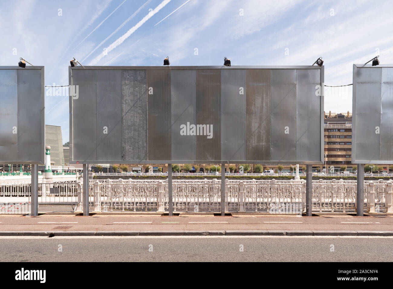 Empty billboards in San Sebastian, Spain, Europe Stock Photo