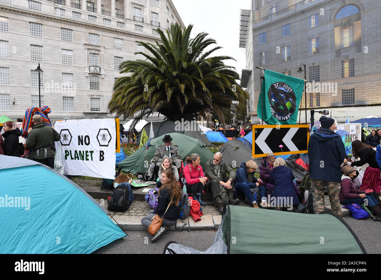 Demonstrators during an Extinction Rebellion (XR) protest in Westminster, London. Stock Photo