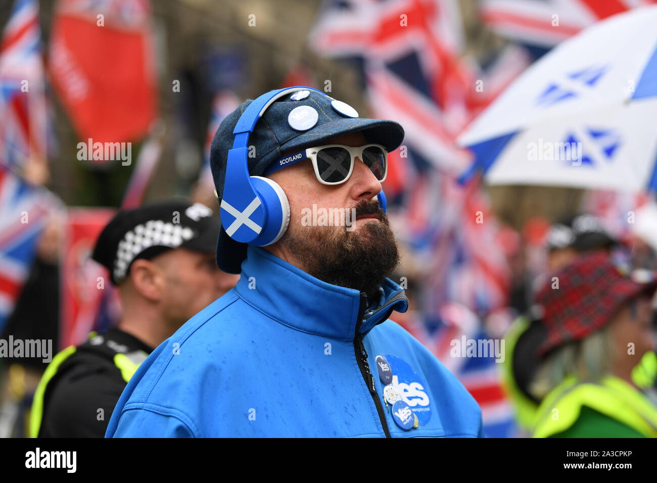 The Silent Protest against the ever present Unionists (AFFG) led by Alistair McConnachie AUOB Edinburgh 2019. Stock Photo