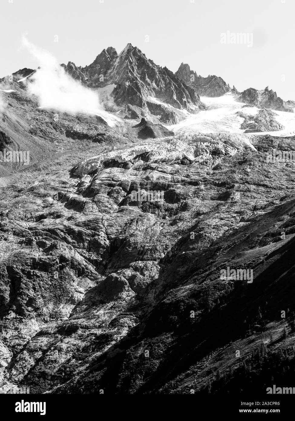 Argentieres Glacier seen from the Aiguilles Rouges balcony (Balcon des Aiguilles Rouges), Chamonix-Mont-Blanc Valley, Haute-Savoie, France Stock Photo