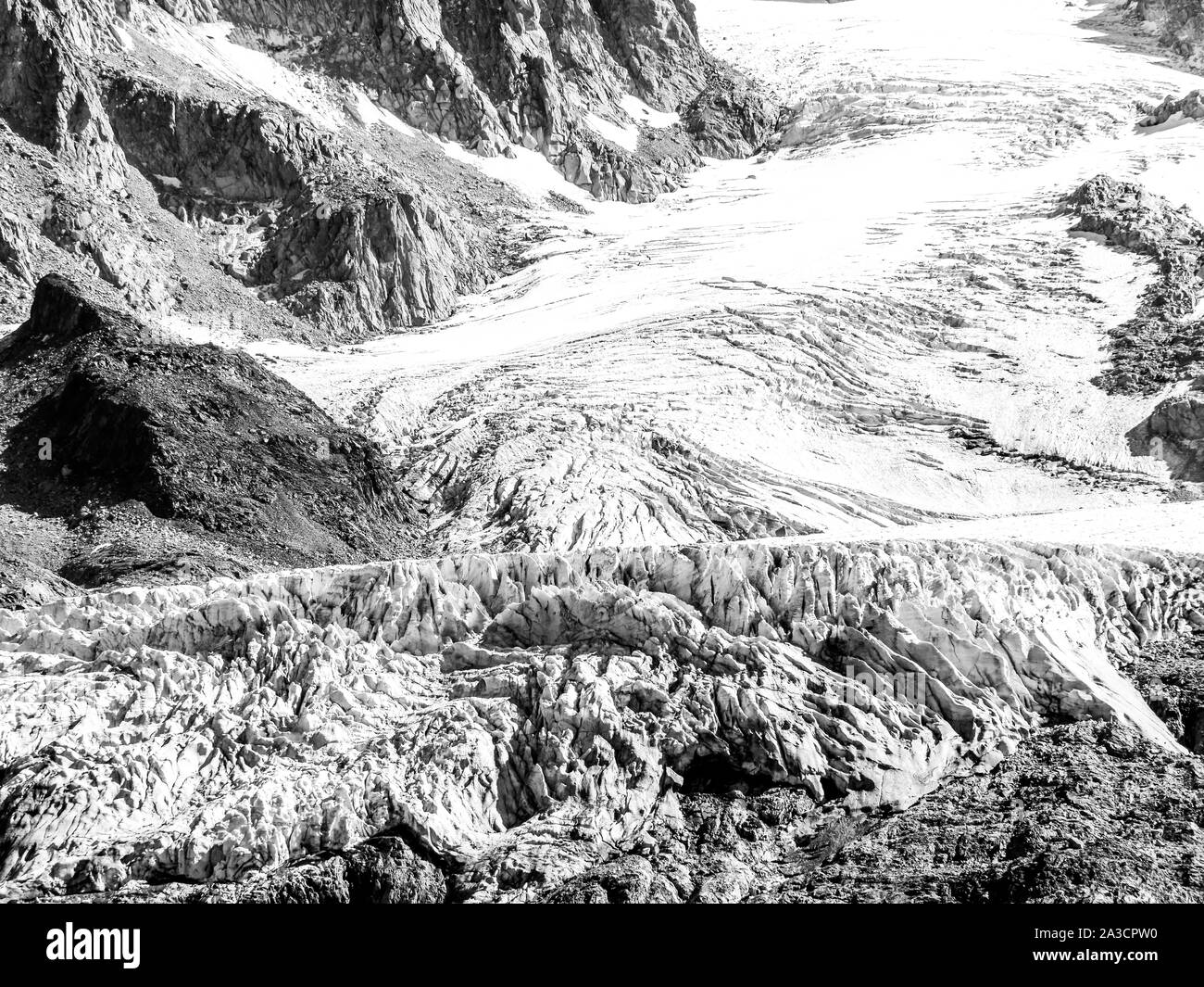 Argentieres Glacier seen from the Aiguilles Rouges balcony (Balcon des Aiguilles Rouges), Chamonix-Mont-Blanc Valley, Haute-Savoie, France Stock Photo