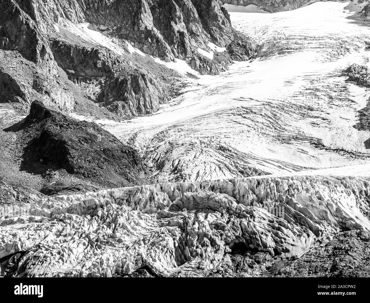 Argentieres Glacier seen from the Aiguilles Rouges balcony (Balcon des Aiguilles Rouges), Chamonix-Mont-Blanc Valley, Haute-Savoie, France Stock Photo