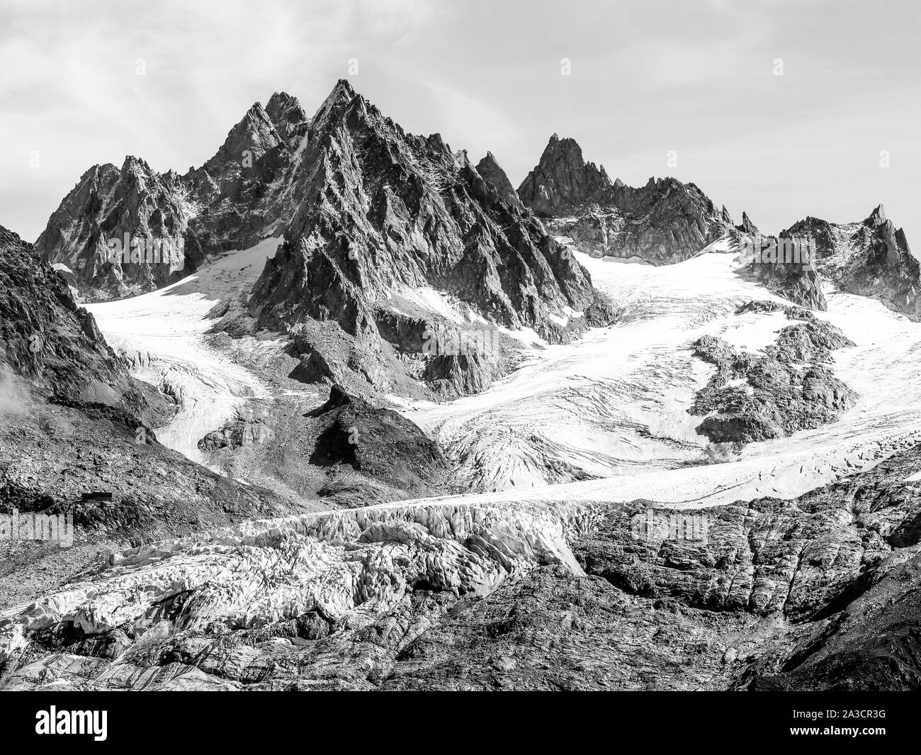 Argentieres Glacier seen from the Aiguilles Rouges balcony (Balcon des Aiguilles Rouges), Chamonix-Mont-Blanc Valley, Haute-Savoie, France Stock Photo