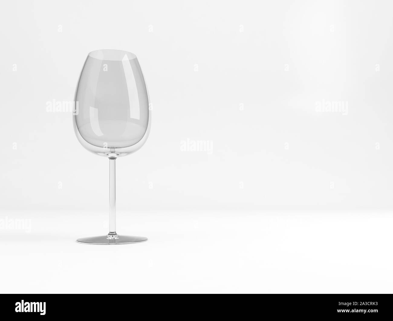 Empty standard red glass with soft shadow stands over white background