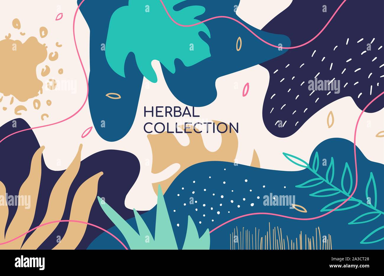 Abstract herbal collection vector colorful banner template Stock Vector