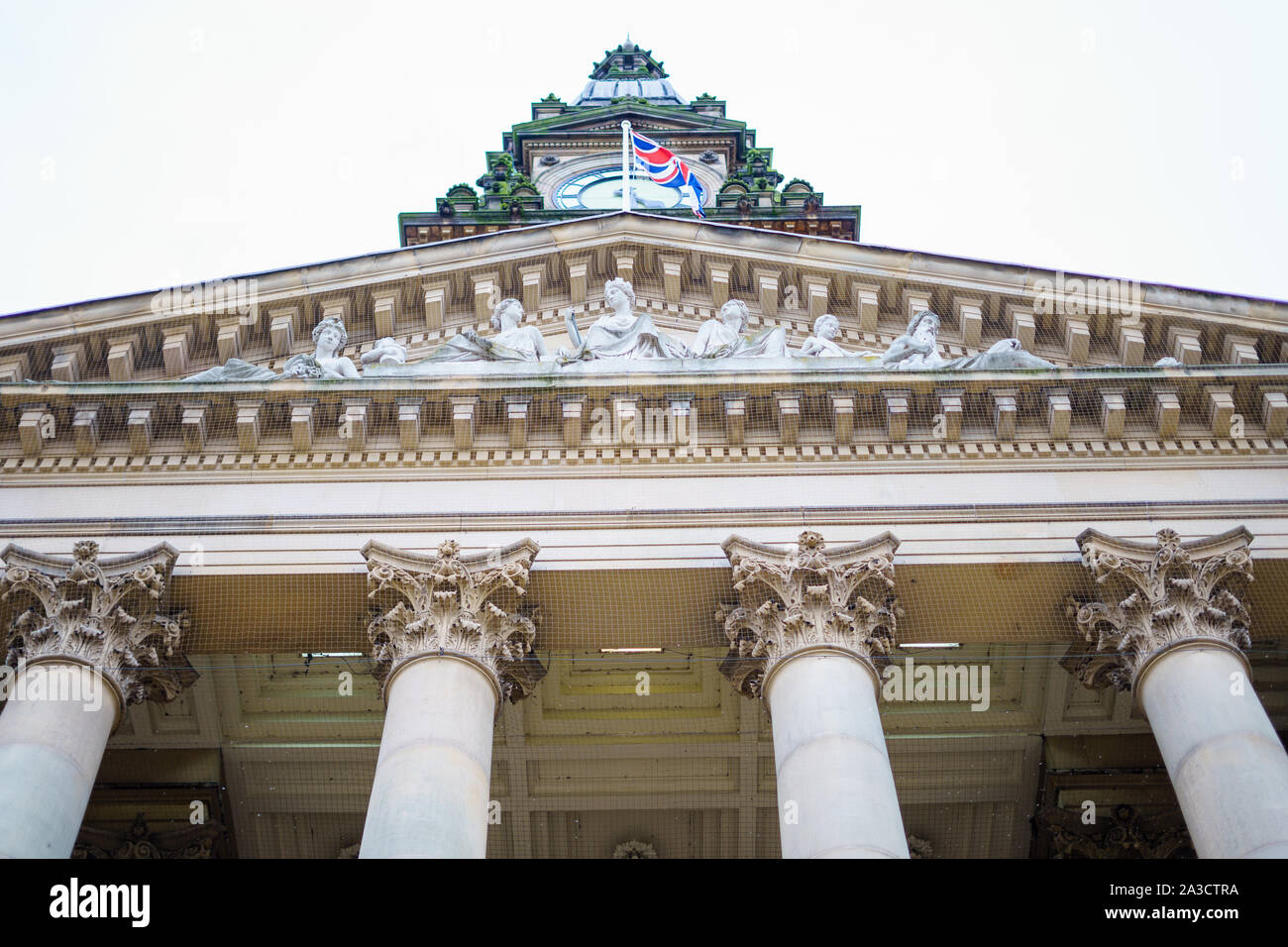 Bolton Town hall clock and lions Stock Photo Alamy
