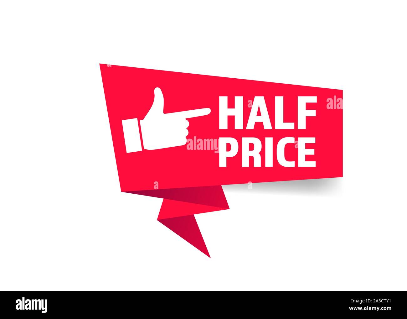 Offer red banner discount text store label text Stock Vector