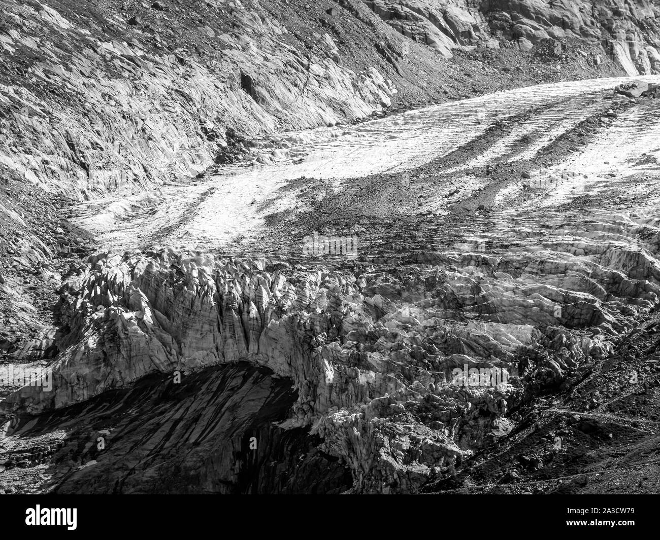 Argentiere Glacier seen from the Aiguilles Rouge balcony, Chamonix, Haute-Savoie, AURA Region, France Stock Photo