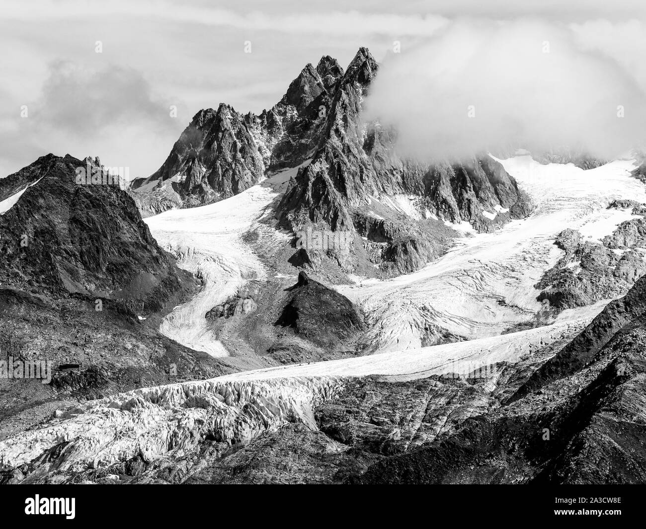 Argentiere Glacier seen from the Aiguilles Rouge balcony, Chamonix, Haute-Savoie, AURA Region, France Stock Photo