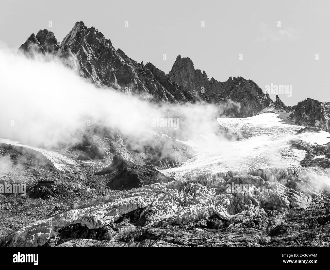 Argentiere Glacier seen from the Aiguilles Rouge balcony, Chamonix, Haute-Savoie, AURA Region, France Stock Photo