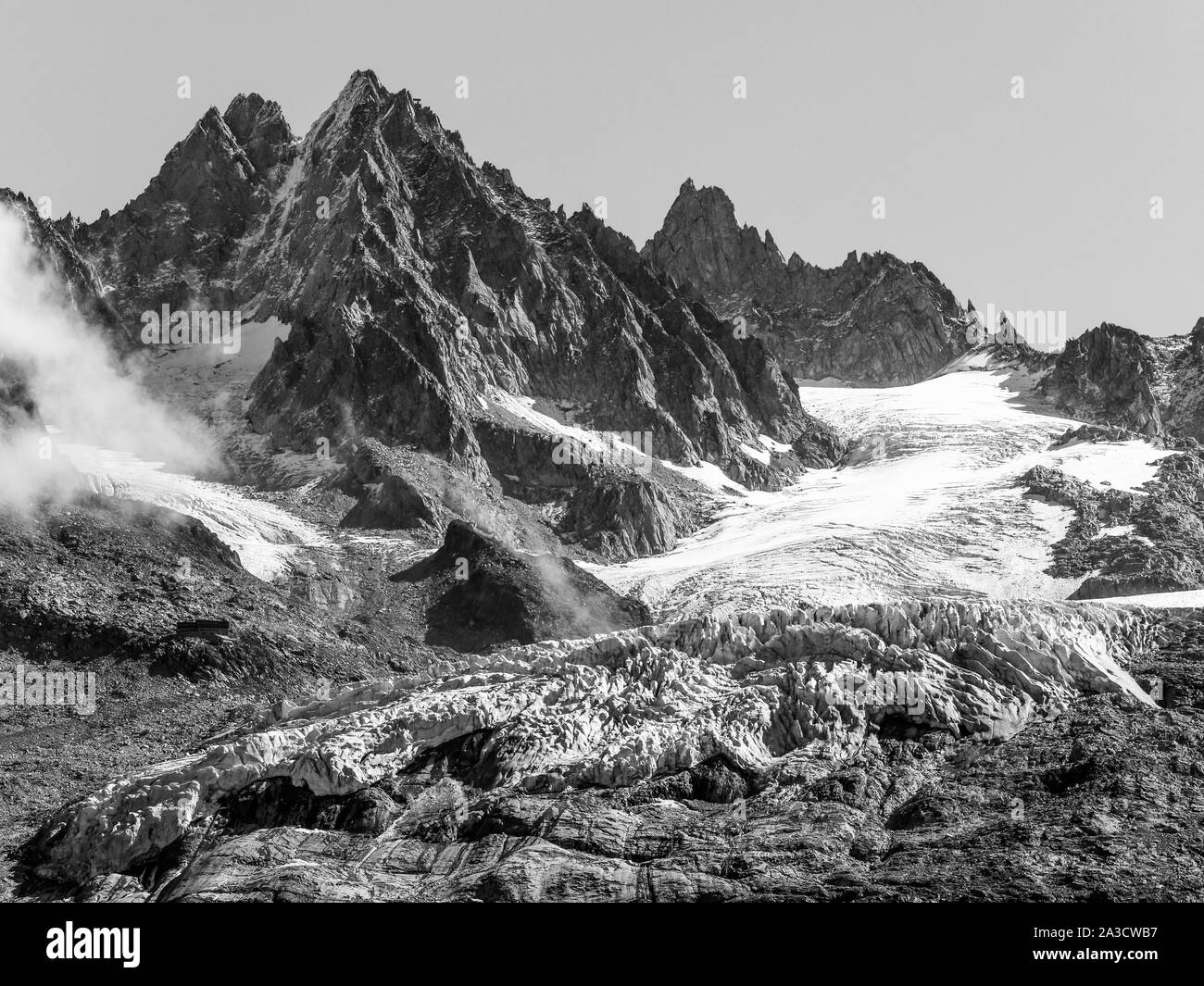 Argentiere Glacier seen from the Aiguilles Rouge balcony, Chamonix, Haute-Savoie, AURA Region, France Stock Photo