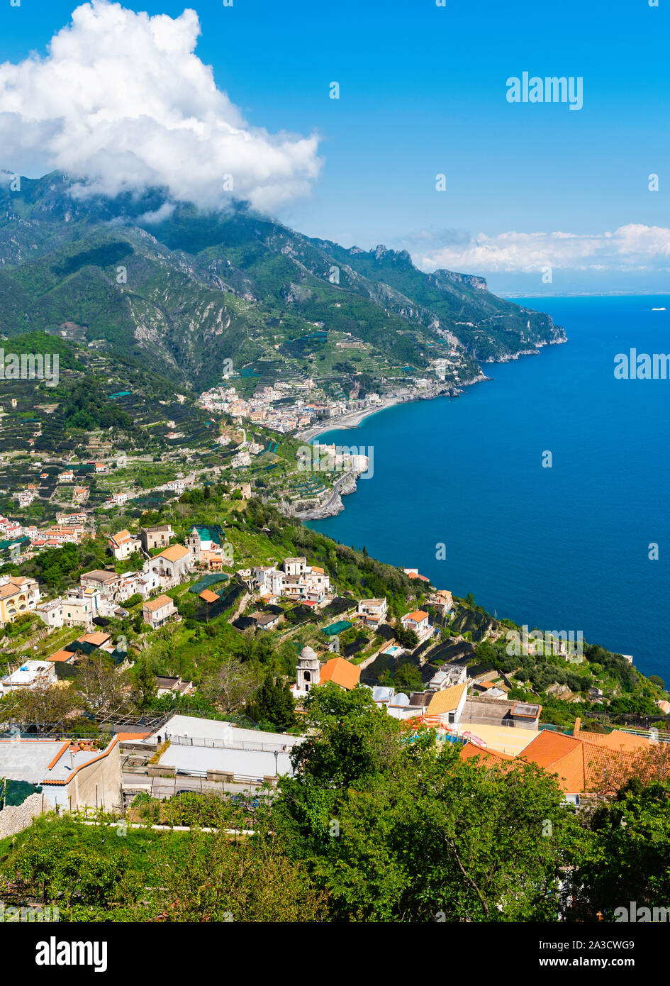 View from the old Italian town of Ravello, situated on the beautiful ...