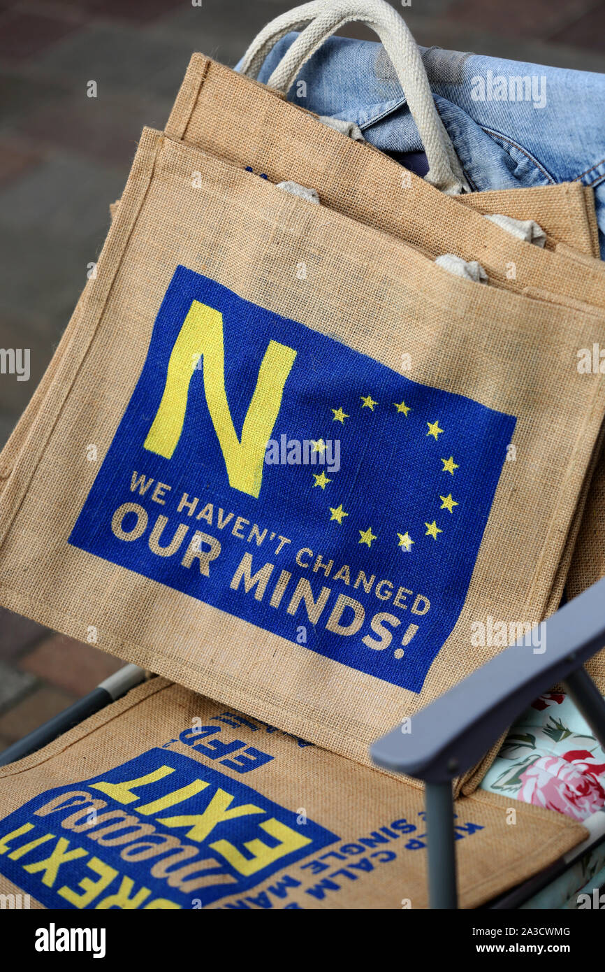 Brexit Party and Pro EU Stalls in Bognor Regis High Street, West Sussex, UK. Stock Photo